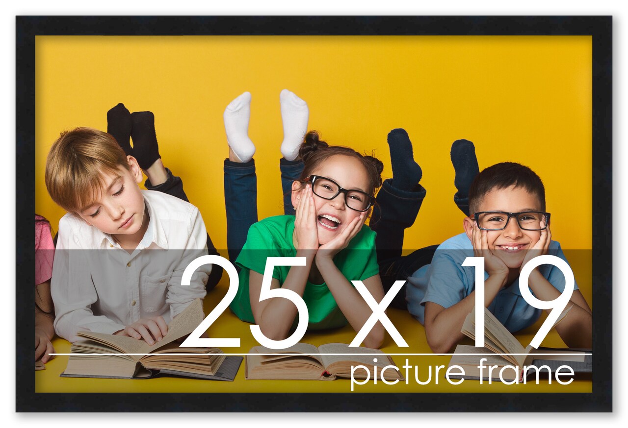 25x19 Solid Wood Picture Frame with UV-Resistant Acrylic & Acid-Free Backing, Available in 6 Finishes: Matte Black, Matte White, Metallic Bronze, Silver, Natural Wood Grain & Mahogany